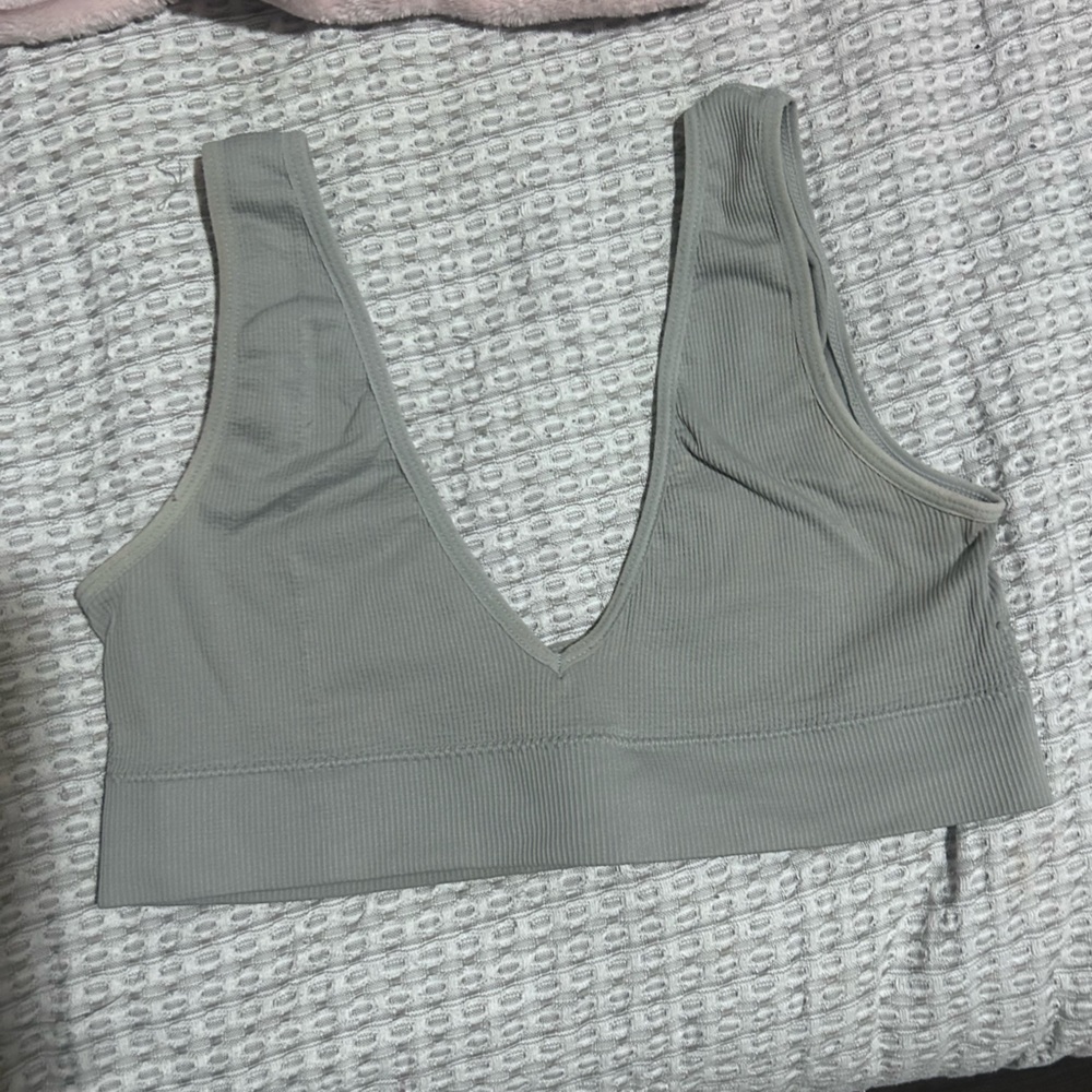 Gray Ribbed High-Waisted Briefs